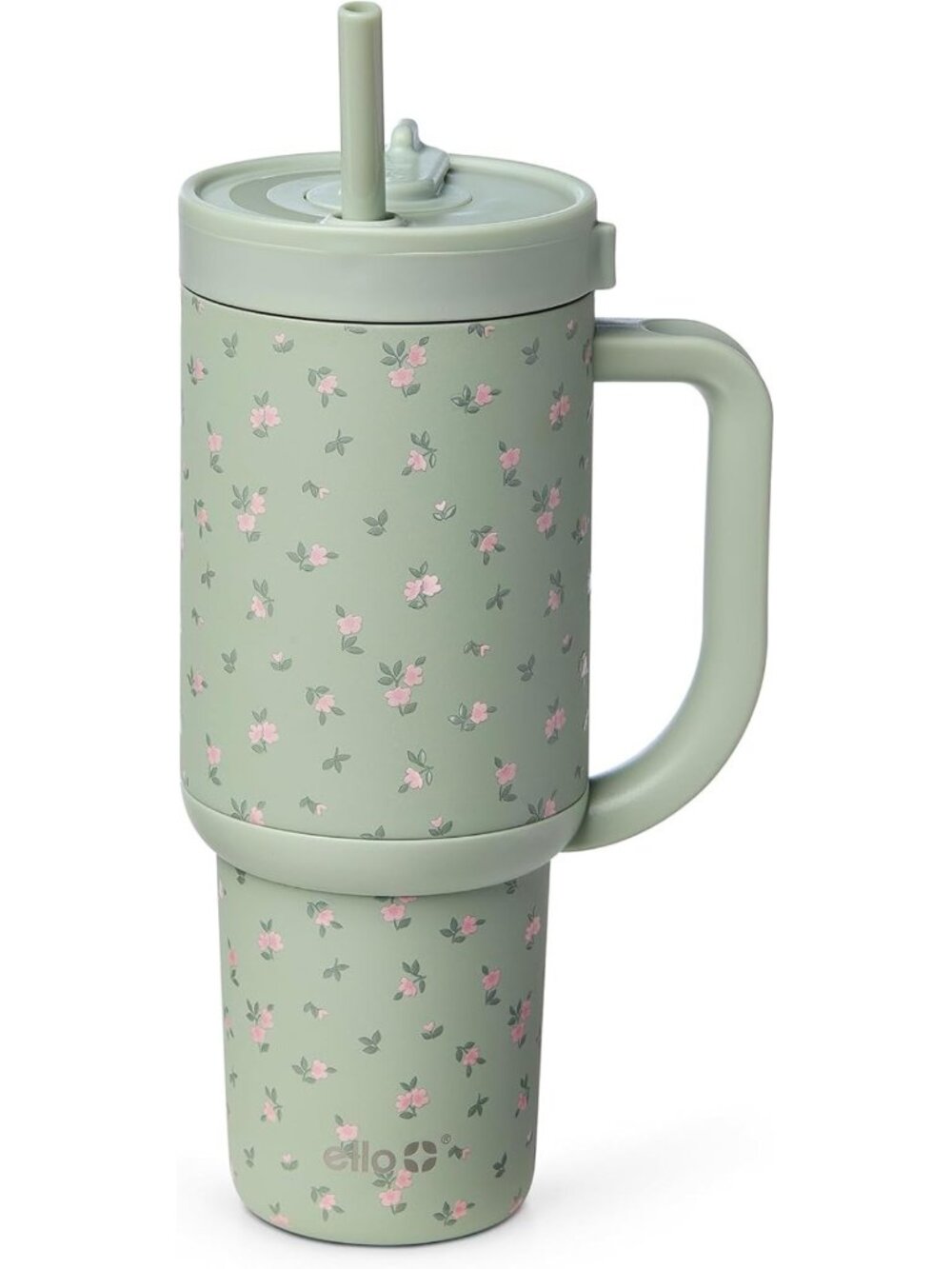 30oz Insulated Stainless Steel Tumbler with Straw - Floral Design, Travel Mug